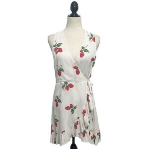 Rails Off White Red Strawberry Madison Sleeveless True Wrap Ruffle Dress Small